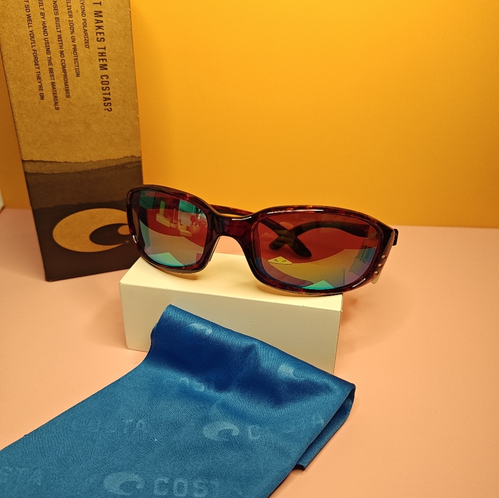 Costa Unisex Green Mirrored Tortoise Shell Brown Sunglasses